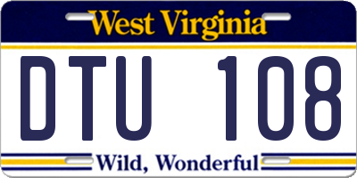 WV license plate DTU108