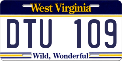 WV license plate DTU109