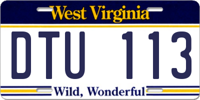 WV license plate DTU113