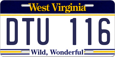 WV license plate DTU116