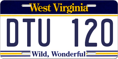 WV license plate DTU120