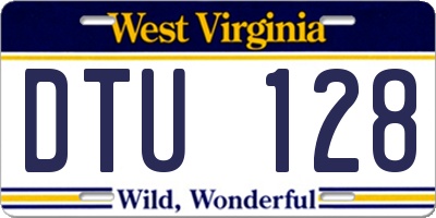 WV license plate DTU128