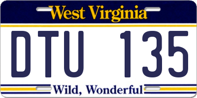 WV license plate DTU135
