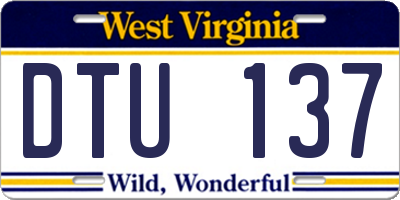 WV license plate DTU137