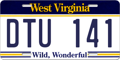 WV license plate DTU141
