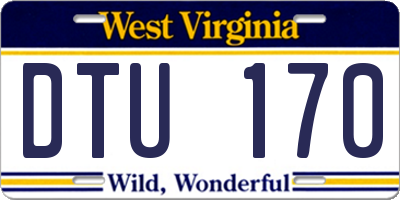 WV license plate DTU170