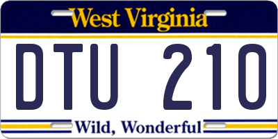 WV license plate DTU210