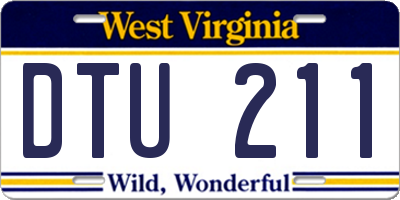 WV license plate DTU211