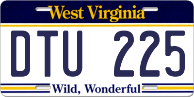 WV license plate DTU225