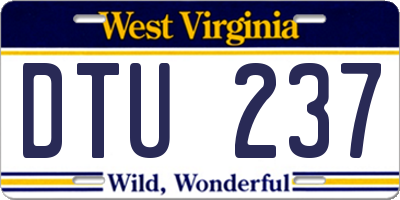 WV license plate DTU237
