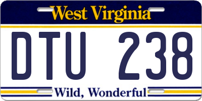 WV license plate DTU238