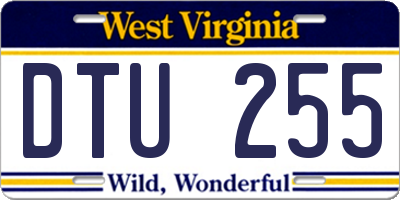 WV license plate DTU255