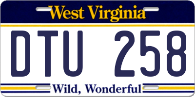 WV license plate DTU258
