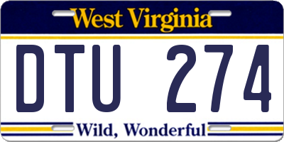 WV license plate DTU274