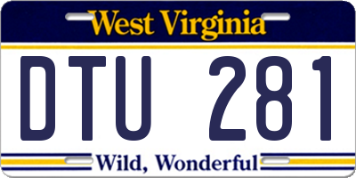 WV license plate DTU281