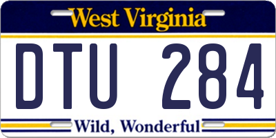 WV license plate DTU284