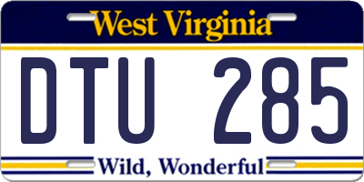 WV license plate DTU285
