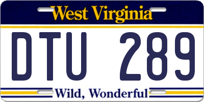 WV license plate DTU289