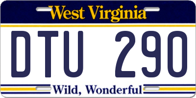 WV license plate DTU290