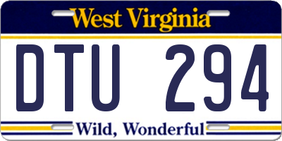 WV license plate DTU294