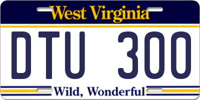 WV license plate DTU300