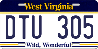 WV license plate DTU305