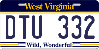 WV license plate DTU332