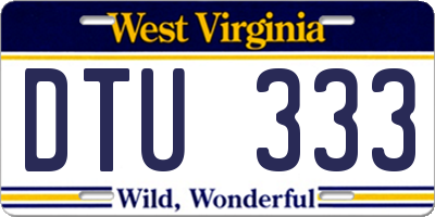 WV license plate DTU333