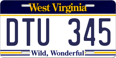 WV license plate DTU345