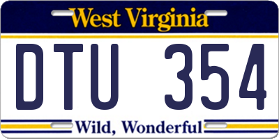 WV license plate DTU354