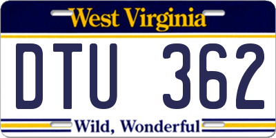 WV license plate DTU362