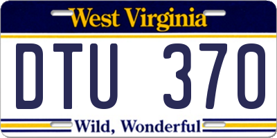 WV license plate DTU370