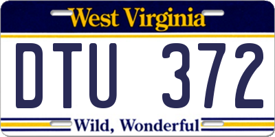 WV license plate DTU372