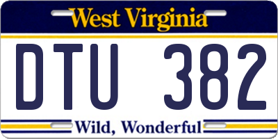 WV license plate DTU382
