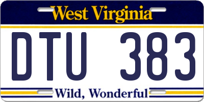 WV license plate DTU383