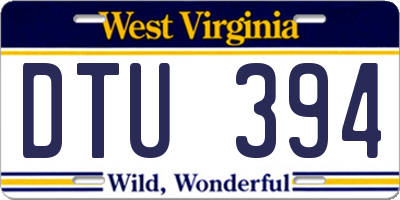 WV license plate DTU394