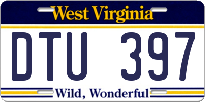 WV license plate DTU397