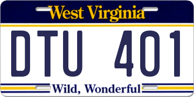 WV license plate DTU401
