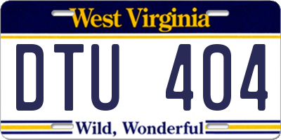 WV license plate DTU404