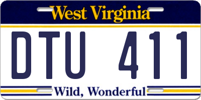 WV license plate DTU411
