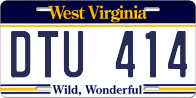 WV license plate DTU414