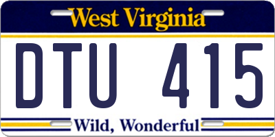 WV license plate DTU415