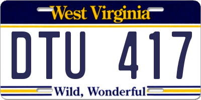 WV license plate DTU417