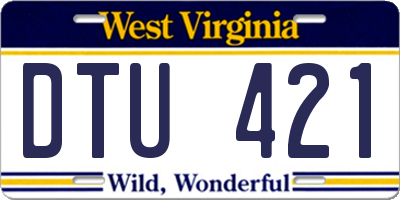 WV license plate DTU421