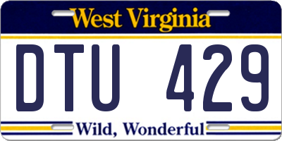 WV license plate DTU429
