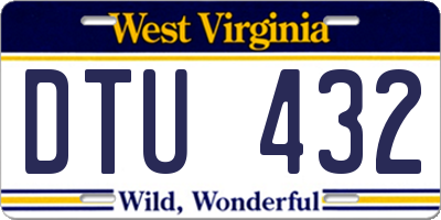 WV license plate DTU432