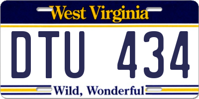 WV license plate DTU434