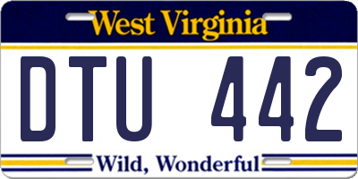 WV license plate DTU442