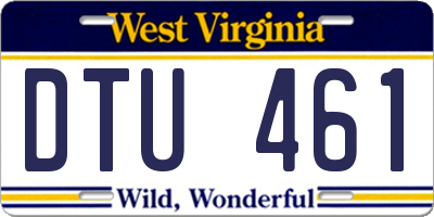 WV license plate DTU461