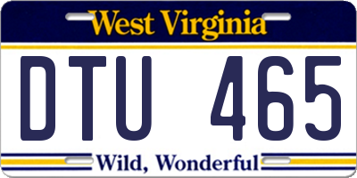 WV license plate DTU465